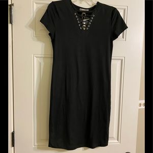 Moral Fiber Black Short-Sleeve Dress- M